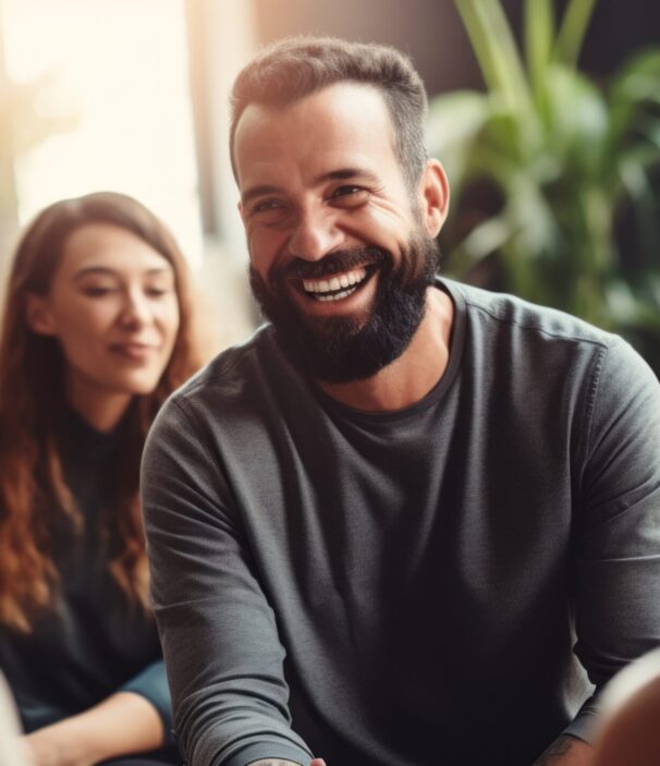 Professional therapists conduct an open group session and a comforting smile, emphasizing the importance of mental health and counseling. Generative ai Professional therapists conduct an open group session and a comforting smile, emphasizing the importance of mental health and counseling. Generative ai