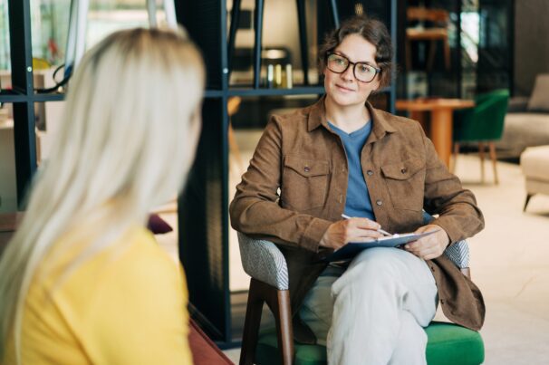 A,Professional,Female,Psychological,Consultant,Listens,To,A,Client,While A,Professional,Female,Psychological,Consultant,Listens,To,A,Client,While